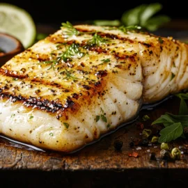Grilled grouper filet on a cutting board