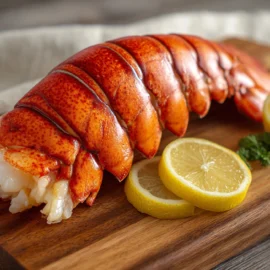 North Atlantic lobster tail on a cutting board